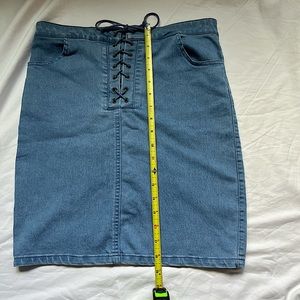 Forever 21, Summer Jean lace up skirt, size L